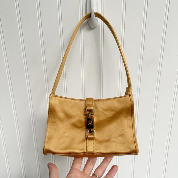 Gucci Jackie 1961 Gold Camel Silk Mini Hobo Shoulder Bag Vintage Evening Handbag - Picture 1 of 9